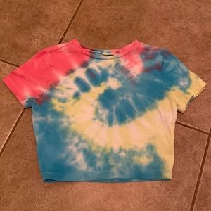 Womens Tie Dye Cropped Shirt
